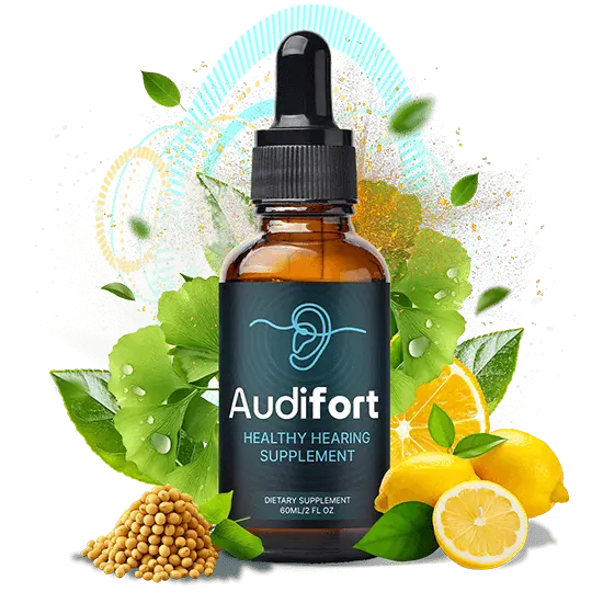 Audifort natural hearing support supplement bottle for ear health and mental focus